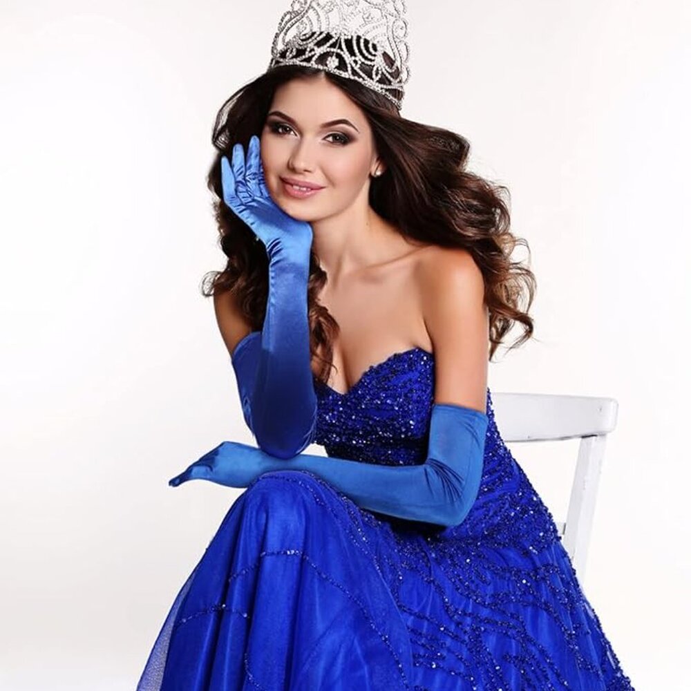 Long Opera Blue Gloves